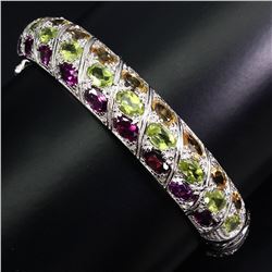 Natural Citrine, Peridot & Rhodolite Garnet Bangle