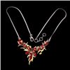 Image 2 : Handmade Natural Red Coral Emerald Sapphire Necklace