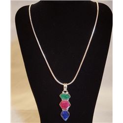 Awesome 8.50 cttw Ruby,Emearald & Sapphire Pendant.