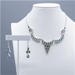 SWISS BLUE TOPAZ 159 CTTW NECKLACE AND EARRING SET