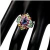 Image 2 : Natural Emerald, Sapphire &  Rhodolite Garnet Ring