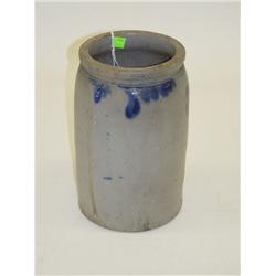 10 1/2 STONEWARE JAR W/ COBALT DECORAT