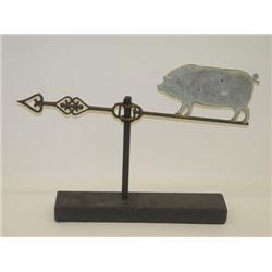 EARLY 20TH CENT. ZINC PIG WEATHERVANE W