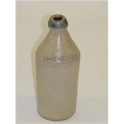 9 1/2 STONEWARE BOTTLE W/ COBALT RING 