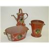 Image 2 : 3 PC. VICTORIAN PAINTED TIN WASH SET: (