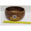 Image 14 : Monkey Pod Wood Bowl w/ Enameled Hawaiian Crest, Approx. 11" Dia, 5" Tall