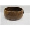 Image 4 : Monkey Pod Wood Bowl w/ Enameled Hawaiian Crest, Approx. 11" Dia, 5" Tall