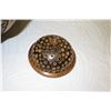 Image 14 : Very Large Rounded Tall Wooden Bowl w/ Lid, Cut-Out Detail, Black Lacquered Interior, Approx. 18" Di
