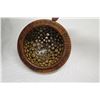Image 15 : Very Large Rounded Tall Wooden Bowl w/ Lid, Cut-Out Detail, Black Lacquered Interior, Approx. 18" Di