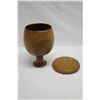 Image 6 : Lidded Milo Wood Bowl on Carved Pedestal Base, Artist Kimo Austin, Approx. 7.5" Dia (lid top), 11.5"