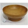Image 1 : Footed Italian Cypress Wood Bowl, Artist-Signed, Approx. 12" Dia (top), 5" Tall