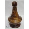 Image 1 : Curly Koa Wood Bowl w/ Poi Pounder Shaped Lid & Base by Robert W. Butts, Approx. 10" Dia, 16.5" H