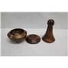 Image 3 : Curly Koa Wood Bowl w/ Poi Pounder Shaped Lid & Base by Robert W. Butts, Approx. 10" Dia, 16.5" H