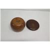 Image 10 : Lidded Wooden Bowl from Kamari Woods, Approx. 7.5" Dia (bottom), 4.5" Tall