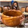 Image 1 : Very Large Wooden Bowl w/ Fluted Rim Detail, Approx. 19.5" Dia, 13.5" Tall