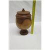 Image 15 : Lidded Milo Wood Bowl on Pedestal Base, Artist Kapahikaua "Kaneohe, HI", Approx. 8" Dia, 15." Tall