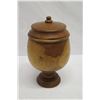 Image 2 : Lidded Milo Wood Bowl on Pedestal Base, Artist Kapahikaua "Kaneohe, HI", Approx. 8" Dia, 15." Tall