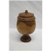 Image 4 : Lidded Milo Wood Bowl on Pedestal Base, Artist Kapahikaua "Kaneohe, HI", Approx. 8" Dia, 15." Tall