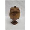 Image 5 : Lidded Milo Wood Bowl on Pedestal Base, Artist Kapahikaua "Kaneohe, HI", Approx. 8" Dia, 15." Tall