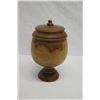 Image 6 : Lidded Milo Wood Bowl on Pedestal Base, Artist Kapahikaua "Kaneohe, HI", Approx. 8" Dia, 15." Tall