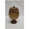 Image 7 : Lidded Milo Wood Bowl on Pedestal Base, Artist Kapahikaua "Kaneohe, HI", Approx. 8" Dia, 15." Tall