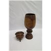 Image 5 : Tall Milo Wood Vessel w/ Lid & Pedestal Base, Artist Kapahikaua "Kaneohe, HI", Approx. 28"H, 7"Dia