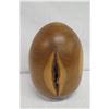 Image 5 : Large Egg-Shaped Milo Wood Objet D'Art, Hollow, Artist Kapahikaua "Kaneohe", Approx. 8" Dia, 14" H