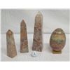 Image 1 : Accent Décor: 3 Natural Stone Obelisks and Egg (tallest approx. 12.5" height)