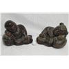 Image 1 : Two Carved Wooden Reclining Figures, Approx. 12" Wide, 11" Tall