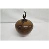 Image 8 : Rounded Walnut & Coconut Bowl w/ Lid & Band Detail, Artist Mason, Approx. 8" Dia, 10.5" Tall (damage