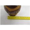 Image 10 : Wooden Vase w/ Ring Color Contrasts, Rough Texture Detail, Artist Gutta Percha, Approx. 7.5" Dia, 11