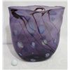 Image 1 : Glass Bowl, Lavender with Brown Linear Accents