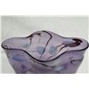Image 8 : Glass Bowl, Lavender with Brown Linear Accents
