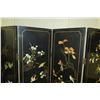 Image 10 : 6-Panel Black Lacquered Screen with Semi-Precious  Jade Stone Overlays on Reverse, Painted  Bird