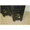 Image 13 : 6-Panel Black Lacquered Screen with Semi-Precious  Jade Stone Overlays on Reverse, Painted  Bird