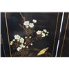 Image 17 : 6-Panel Black Lacquered Screen with Semi-Precious  Jade Stone Overlays on Reverse, Painted  Bird