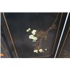 Image 19 : 6-Panel Black Lacquered Screen with Semi-Precious  Jade Stone Overlays on Reverse, Painted  Bird