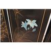 Image 20 : 6-Panel Black Lacquered Screen with Semi-Precious  Jade Stone Overlays on Reverse, Painted  Bird