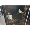 Image 23 : 6-Panel Black Lacquered Screen with Semi-Precious  Jade Stone Overlays on Reverse, Painted  Bird