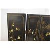Image 2 : 6-Panel Black Lacquered Screen with Semi-Precious  Jade Stone Overlays on Reverse, Painted  Bird