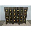 Image 30 : 6-Panel Black Lacquered Screen with Semi-Precious  Jade Stone Overlays on Reverse, Painted  Bird