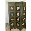 Image 31 : 6-Panel Black Lacquered Screen with Semi-Precious  Jade Stone Overlays on Reverse, Painted  Bird