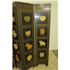 Image 33 : 6-Panel Black Lacquered Screen with Semi-Precious  Jade Stone Overlays on Reverse, Painted  Bird