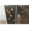 Image 3 : 6-Panel Black Lacquered Screen with Semi-Precious  Jade Stone Overlays on Reverse, Painted  Bird