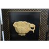 Image 44 : 6-Panel Black Lacquered Screen with Semi-Precious  Jade Stone Overlays on Reverse, Painted  Bird