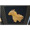 Image 48 : 6-Panel Black Lacquered Screen with Semi-Precious  Jade Stone Overlays on Reverse, Painted  Bird
