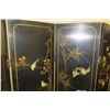 Image 5 : 6-Panel Black Lacquered Screen with Semi-Precious  Jade Stone Overlays on Reverse, Painted  Bird
