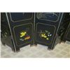 Image 7 : 6-Panel Black Lacquered Screen with Semi-Precious  Jade Stone Overlays on Reverse, Painted  Bird
