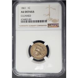 1861 1C Indian Head Penny Cent NGC AU Details