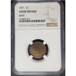 1871 1C Indian Head Penny Cent NGC Good Details